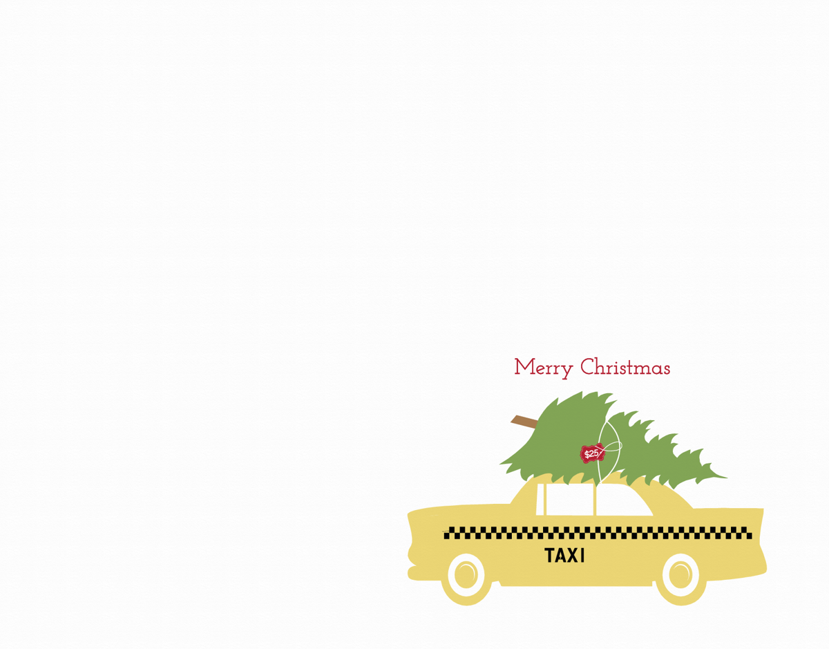 Taxi and Christmas Tree Holiday Card