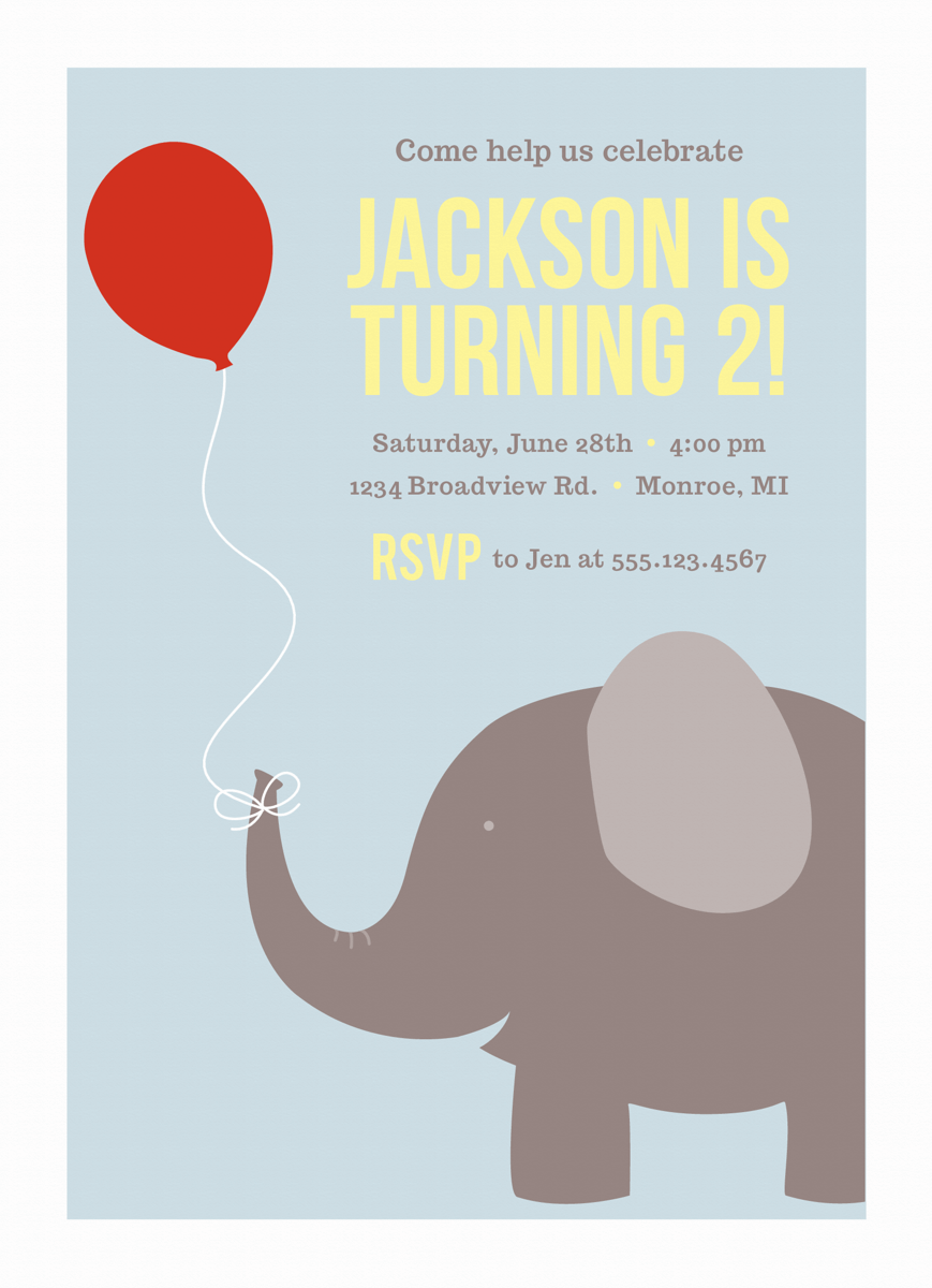 Elephant Birthday Party Invitation