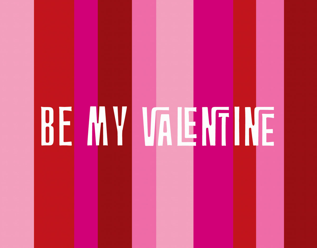 Retro Pink Stripes Valentine's Card