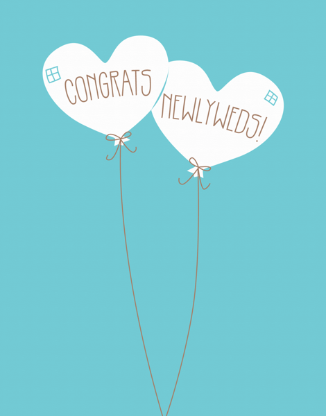 Balloon Hearts Newlywed Congrats Card