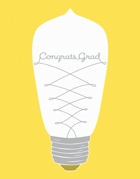 Light Bulb Script Graduation Congrats Card