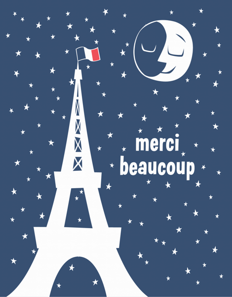 French Merci Beaucoup Thank You Card