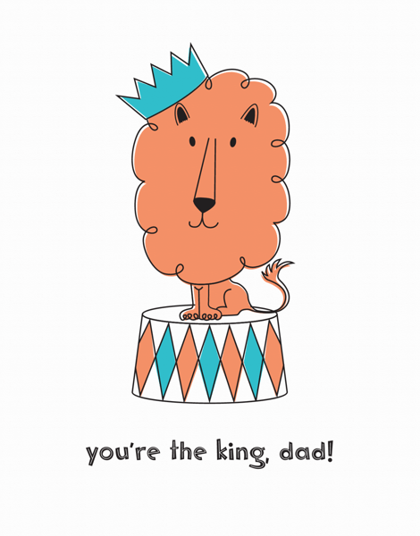 Cute Lion Doodle Father's Day Card