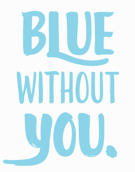 Blue Hand Lettered Miss You Card