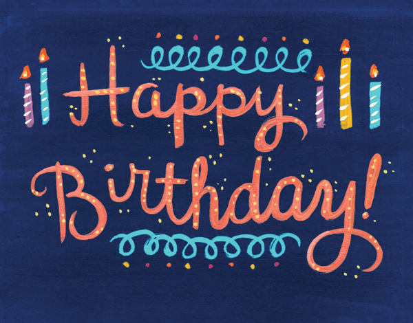 Hand Lettering Happy Birthday Candles Card