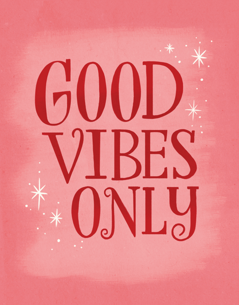 Retro Good Vibes Only Good Luck Card