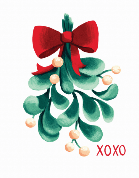beautiful mistletoe holiday card