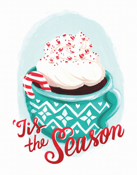 tis the season cocoa holiday greeting card