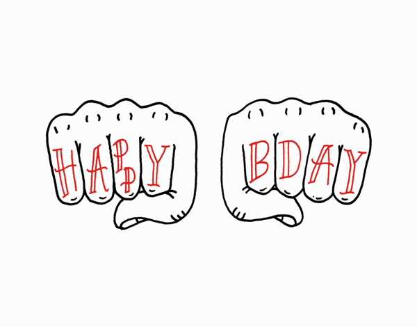 Illustrated Knuckles Birthday Card