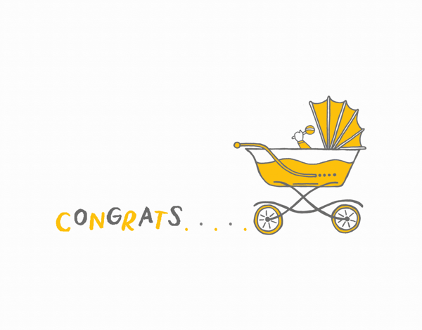 Yellow Carriage Baby Congrats Card