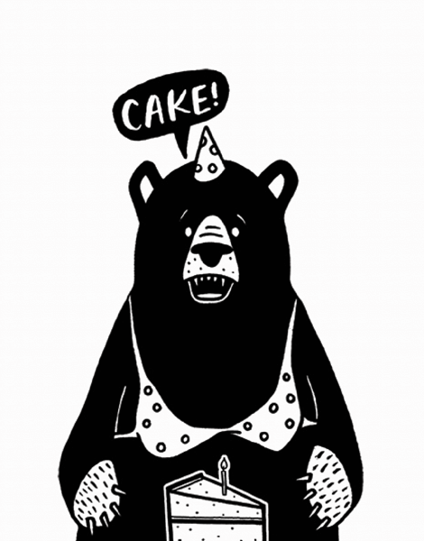 Funny Bear And Cake Birthday Card