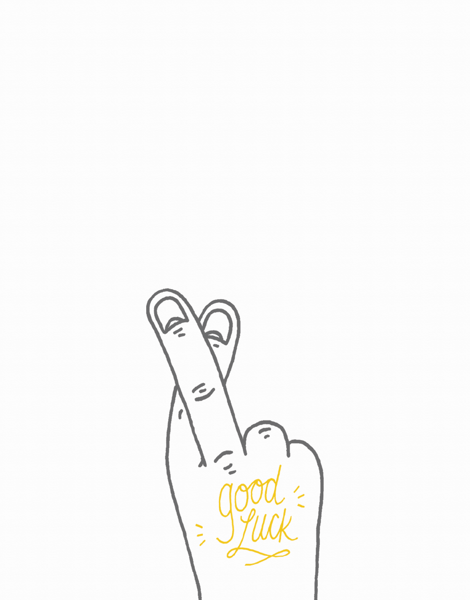 Fingers Crosses Drawing Good Luck Card