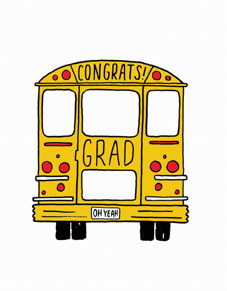 Charming School Bus Graduation Congrats Card