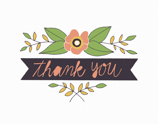 Clean Floral Thank You Card