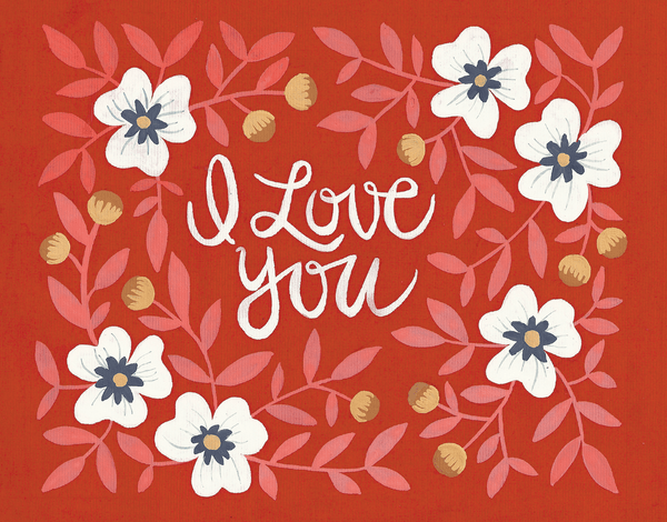 Red Rosebush Love You Card