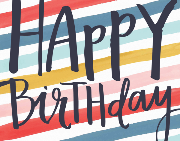 Festive Painted Striped Birthday Card