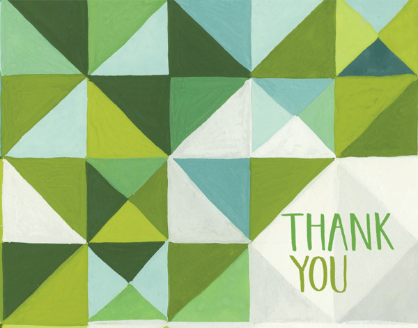 Painted Green Triangle Thank You Card