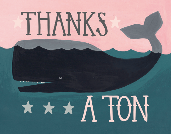 Whimsical Whale Thank You Card