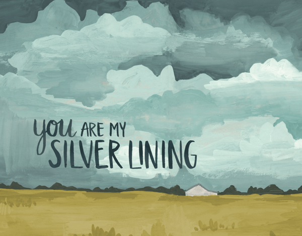 Silver Lining Cloudy Love Card