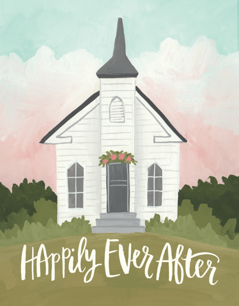 Happily Ever After Chapel Wedding Card
