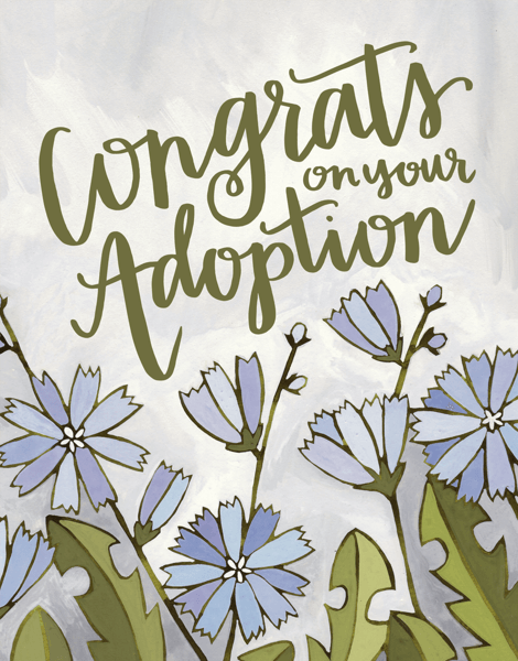 Lovely Hand Painted Adoption Congrats Card
