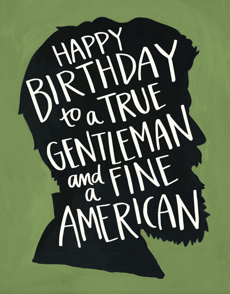 Hand Painted Lincoln Birthday Card