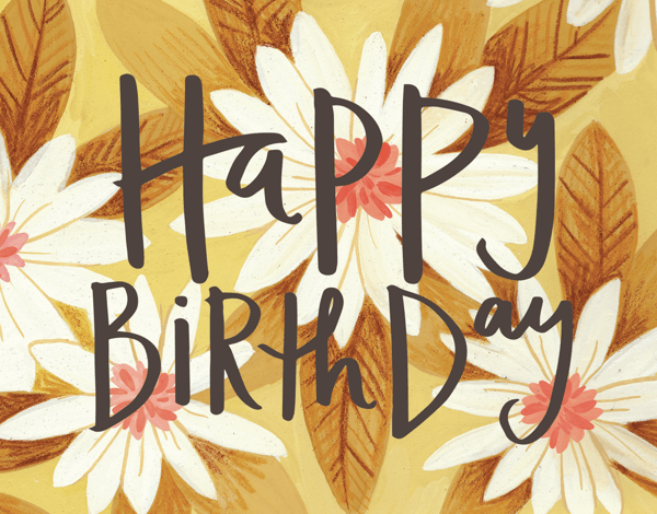 Vintage Yellow Floral Birthday Card