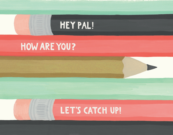 Hand Painted Pencil Pal Friend Card