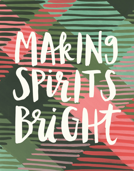 Striped Making Spirits Bright Holiday Card