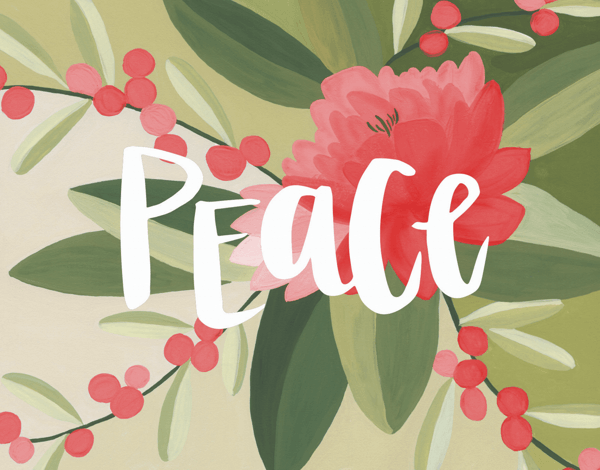 beautiful hand painted peace holiday greeting card
