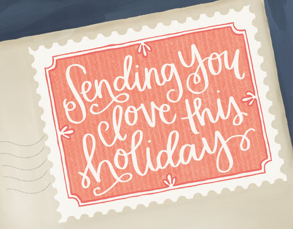 hand scripted sending you love this holiday greeting card