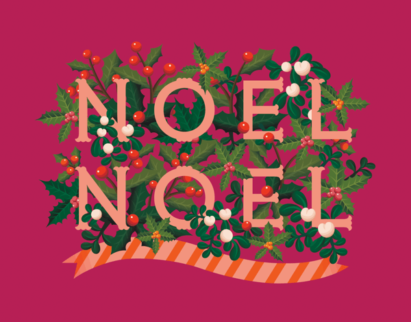 Raspberry Noel Christmas Card
