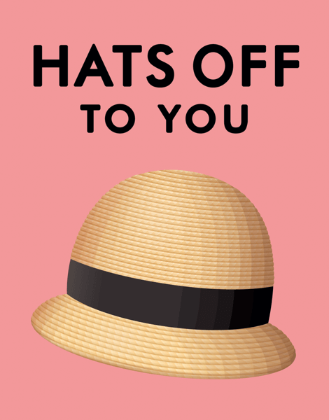Pink Hats Off to You Congratulations Card