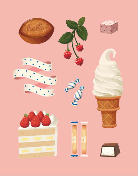 Retro Pink Desserts Art Card