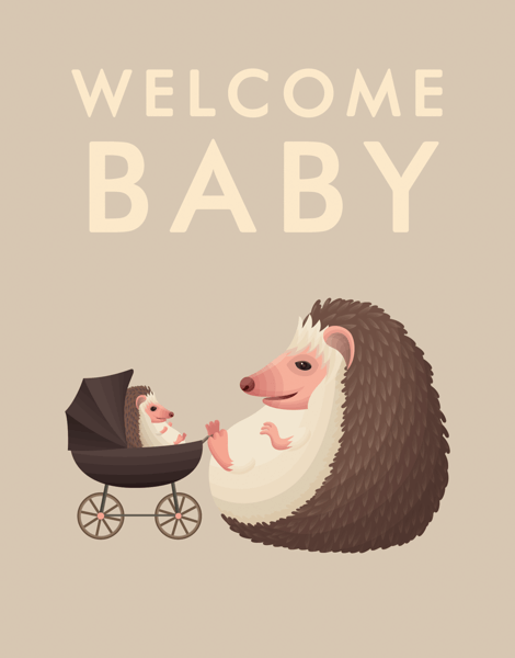 Welcome Baby Hedgehogs Baby Congratulations Card