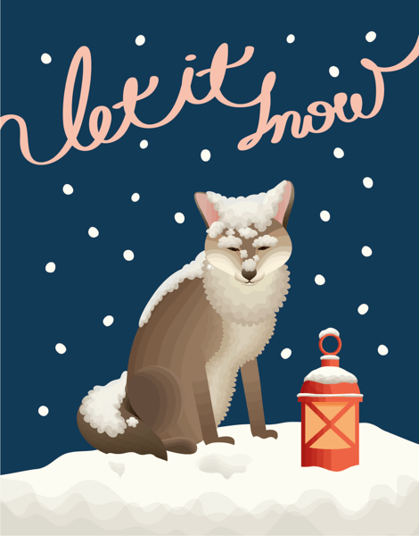 Let It Snow Fox Christmas Card