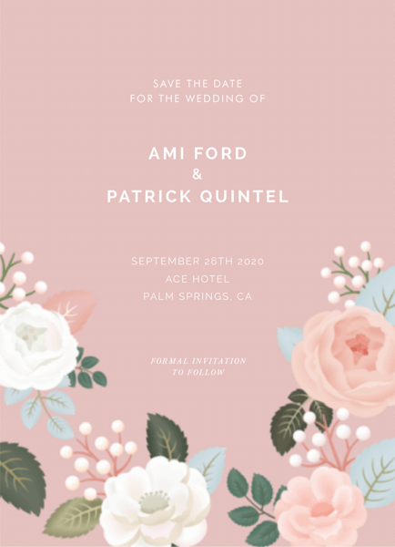 Pink Floral Save The Date