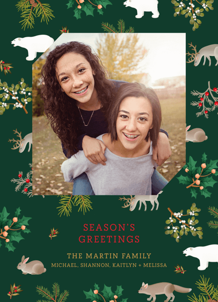 green-winter-animals-photo-holiday-card