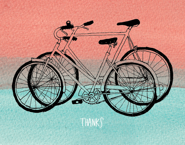 hand drawn Bicycles Thank you card