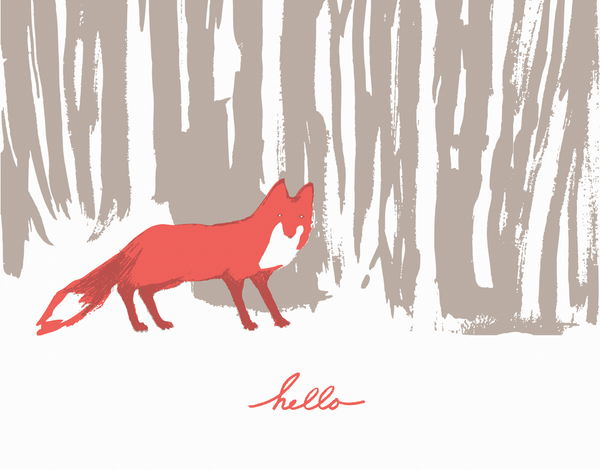 Charming fox hello card