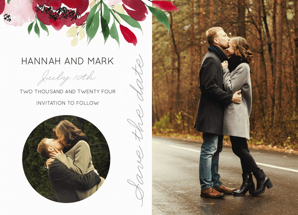 Red Floral Save The Date