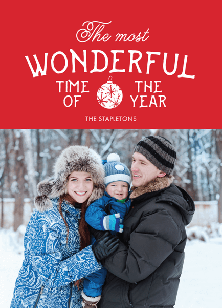 red wonderful time of the year photo holiday template