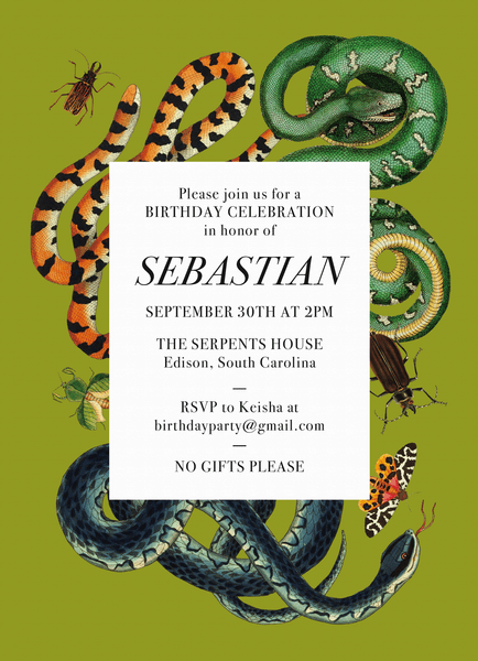 Snake Party Invite