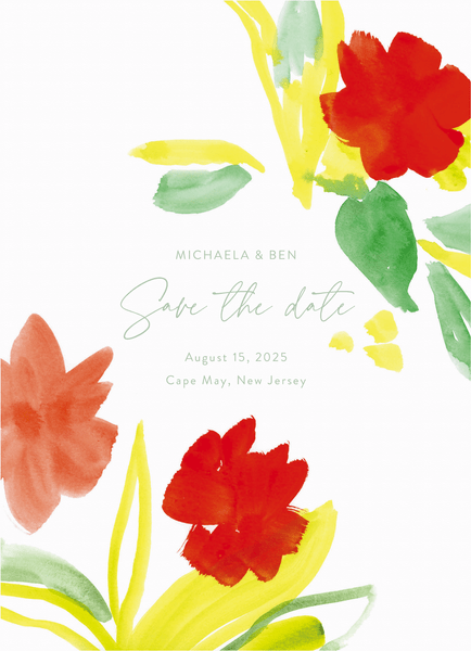 Save The Date Painted Florals