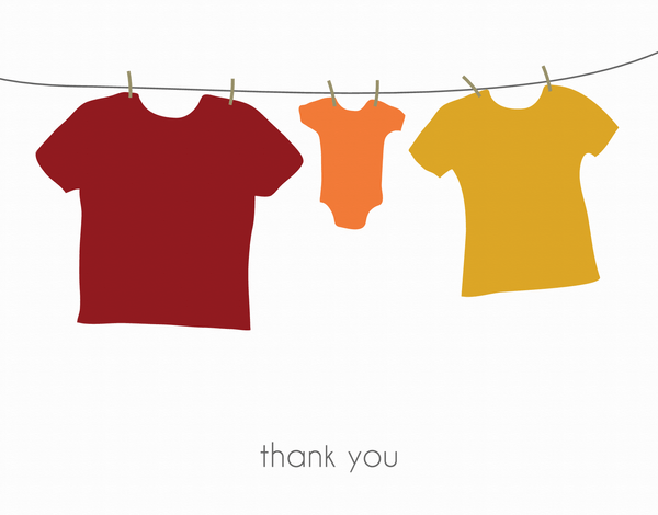 Clothesline Baby Thank You card