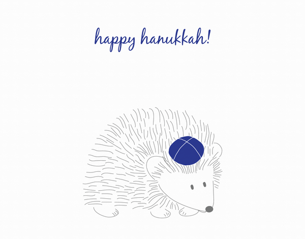 Hedgehog Happy Hanukkah card