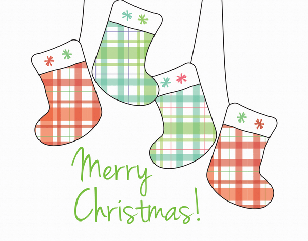 Plaid Stockings Merry Christmas Card