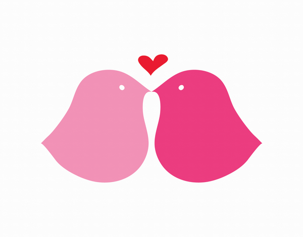Pink Love Birds Valentine's Day Card