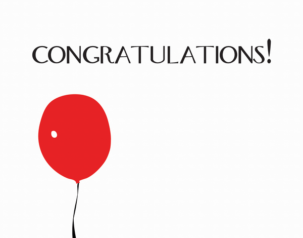 Red Balloon Congratulations Card