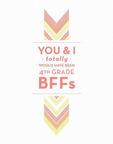 4th Grade BFFs Friend Card